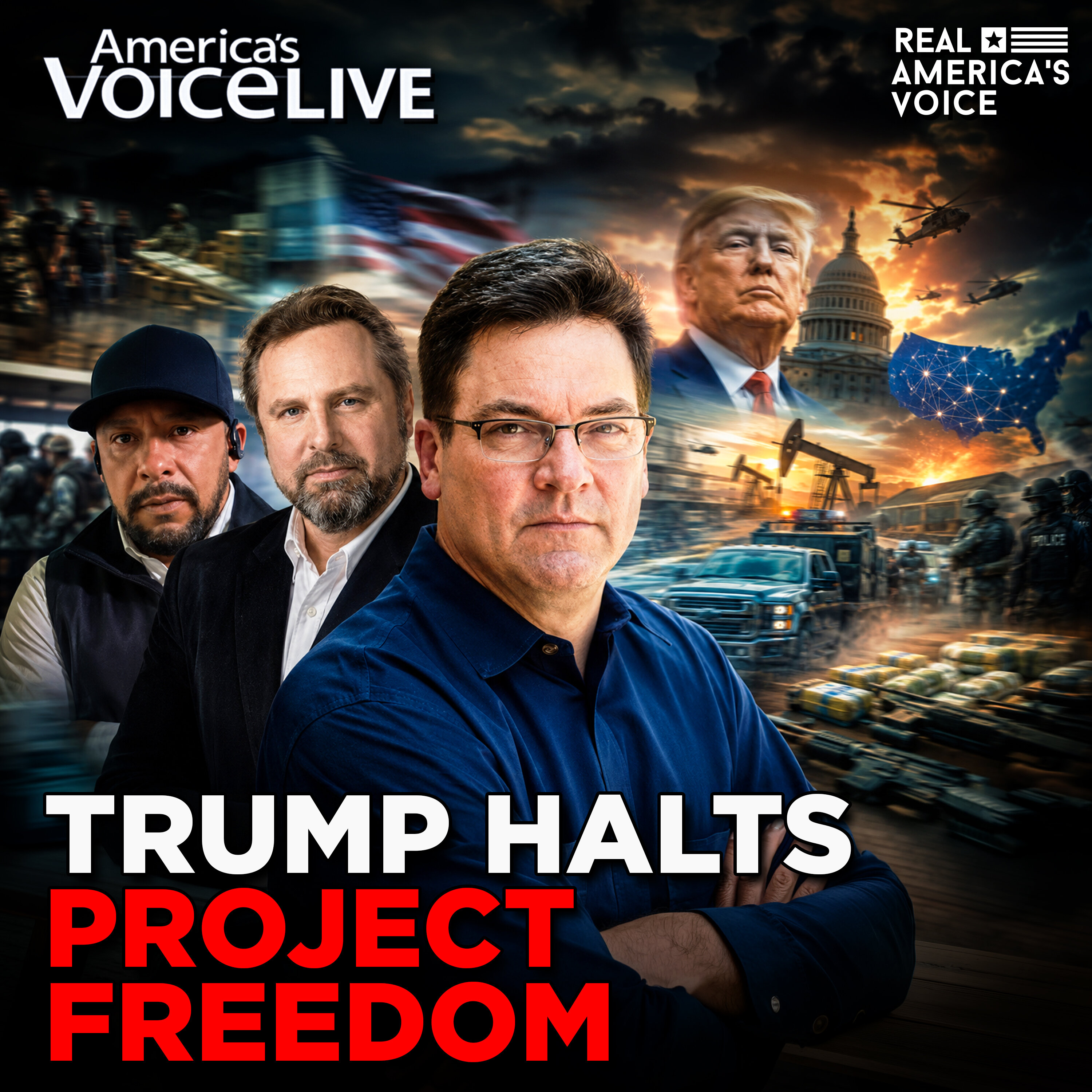TRUMP HALTS PROJECT FREEDOM | AMERICA'S VOICE LIVE WITH STEVE GRUBER - MAY 6TH, 2026 — Real America’s Voice cover