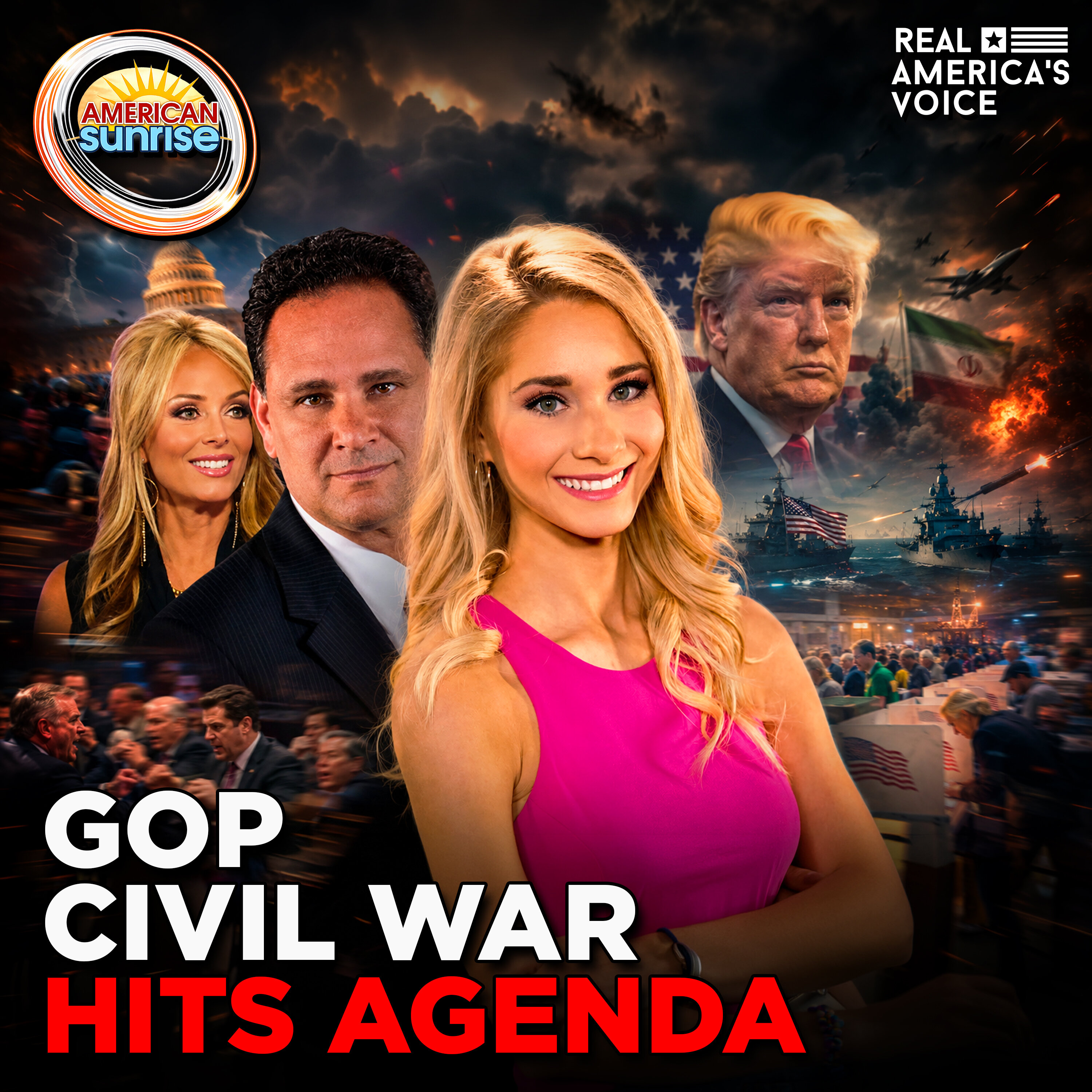 TRUMP BLASTS IRAN: 'NO MORE LAUGHING' AS GOP INFIGHTING SLOWS AGENDA | AMERICAN SUNRISE SHOW — Real America’s Voice cover