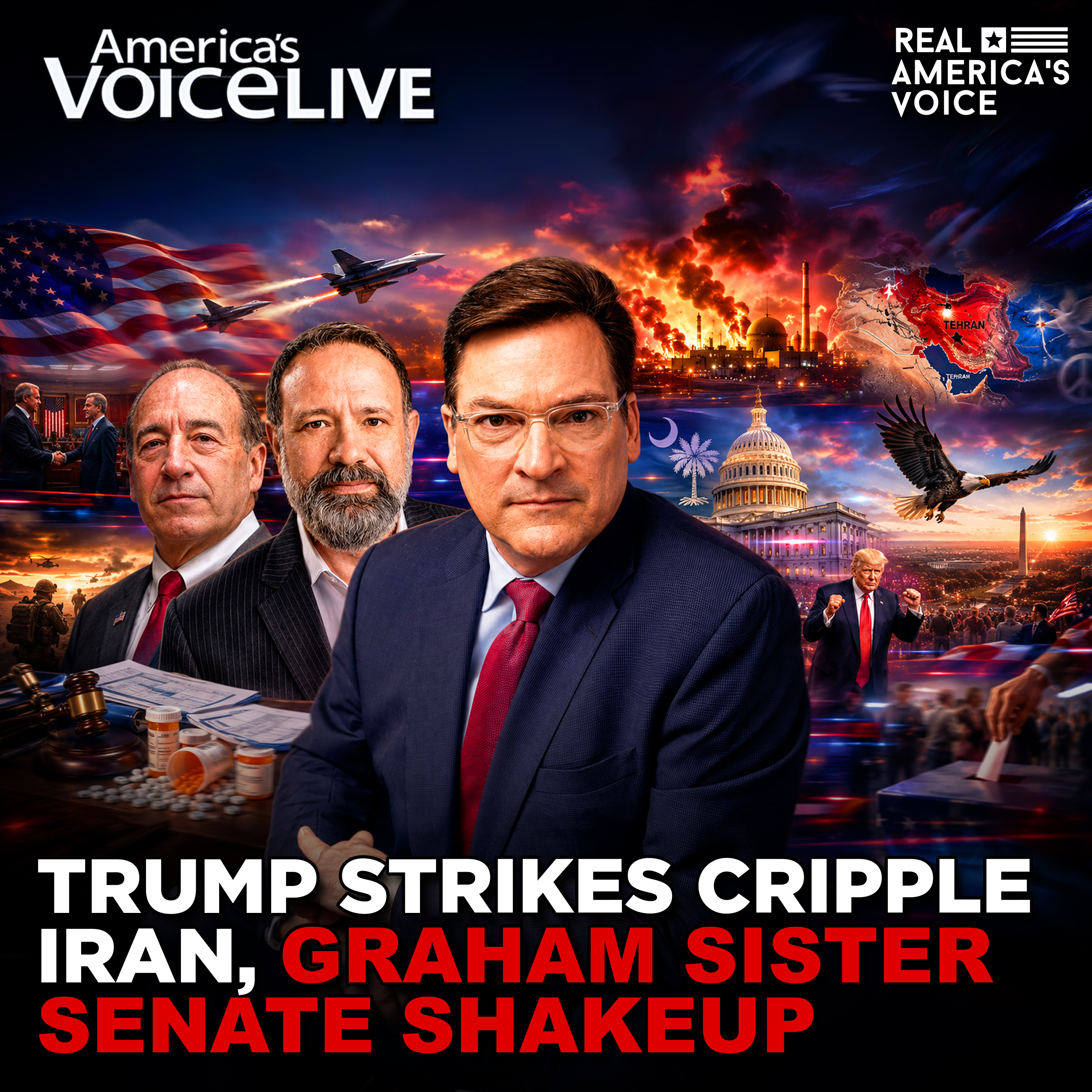 TRUMP STRIKES CRIPPLE IRAN, GRAHAM SISTER SENATE SHAKEUP | AMERICA'S VOICE LIVE | JULY 14, 2026