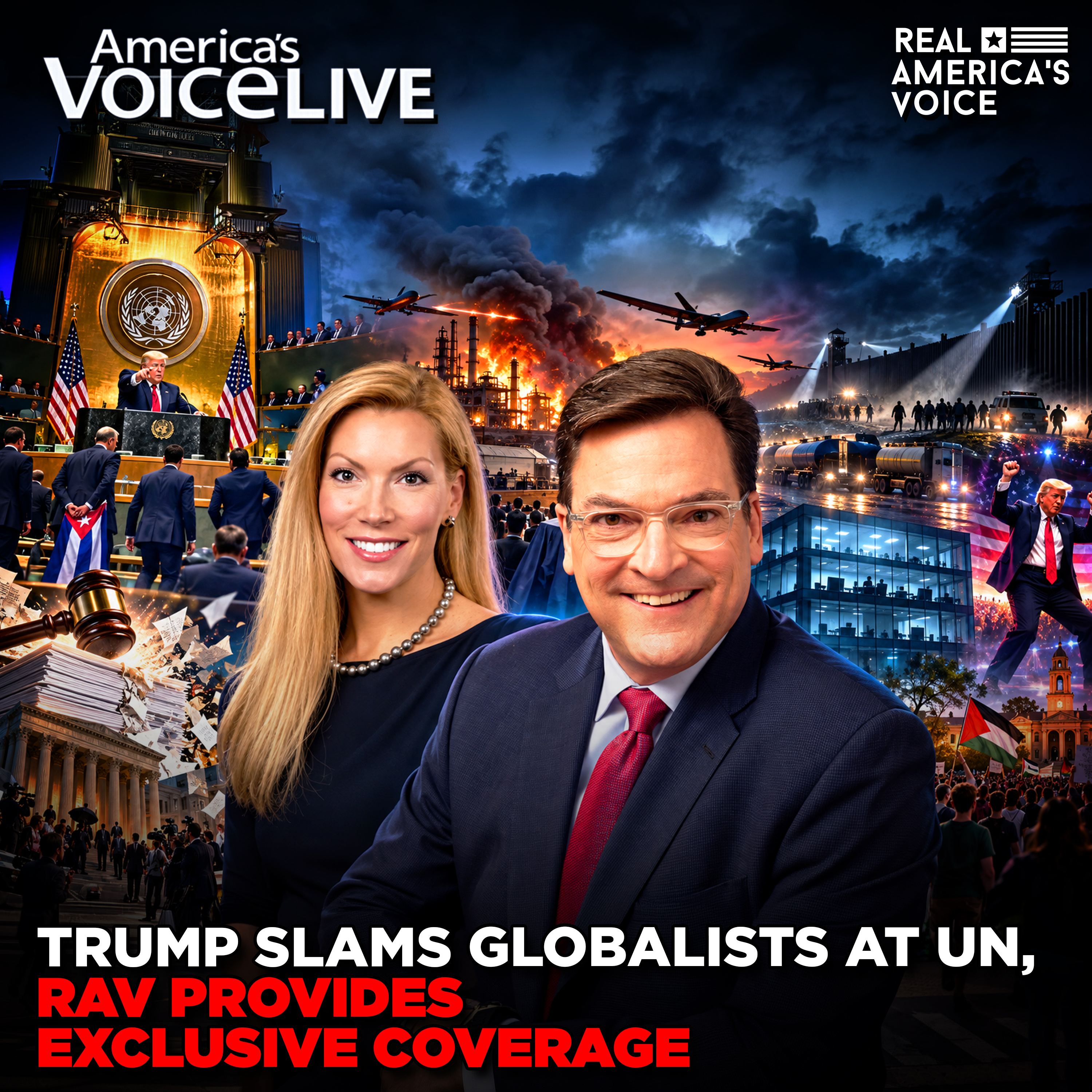 TRUMP SLAMS GLOBALISTS AT UN, RAV PROVIDES EXCLUSIVE COVERAGE | AMERICA'S VOICE LIVE