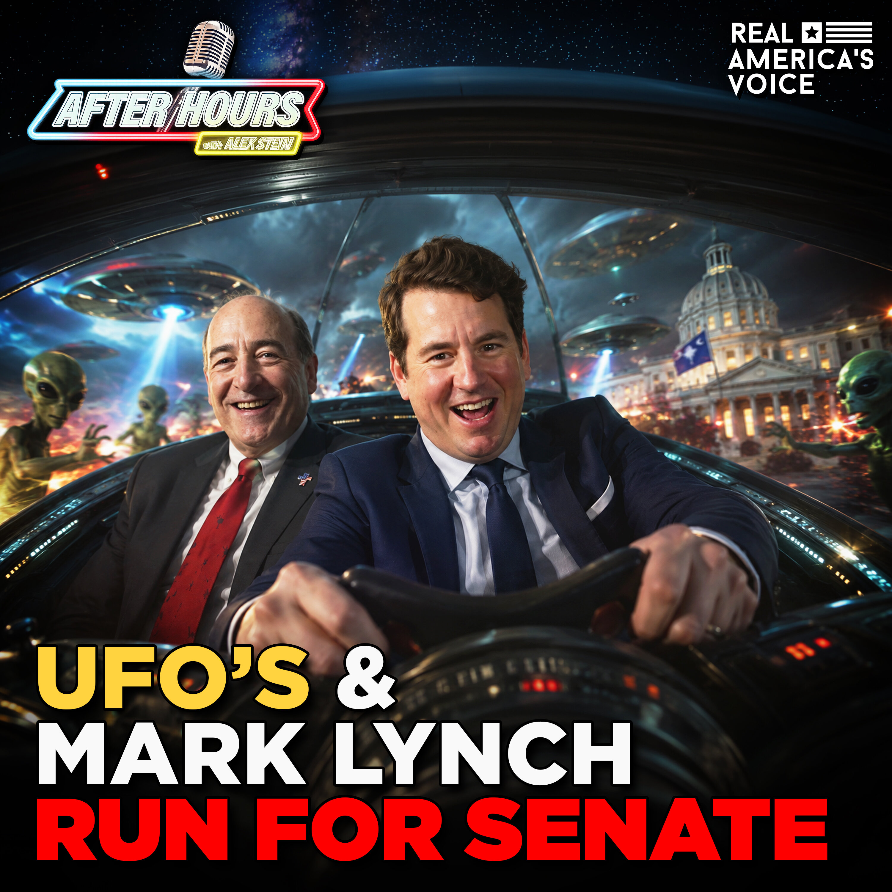 ALEX DOUBTS UFO FILES, LYNCH FOR SENATE, VRABEL RUSSINI CHAOS EXPLODES | AFTER HOURS W/ ALEX STEIN - May 8th, 2026 — Real America’s Voice cover