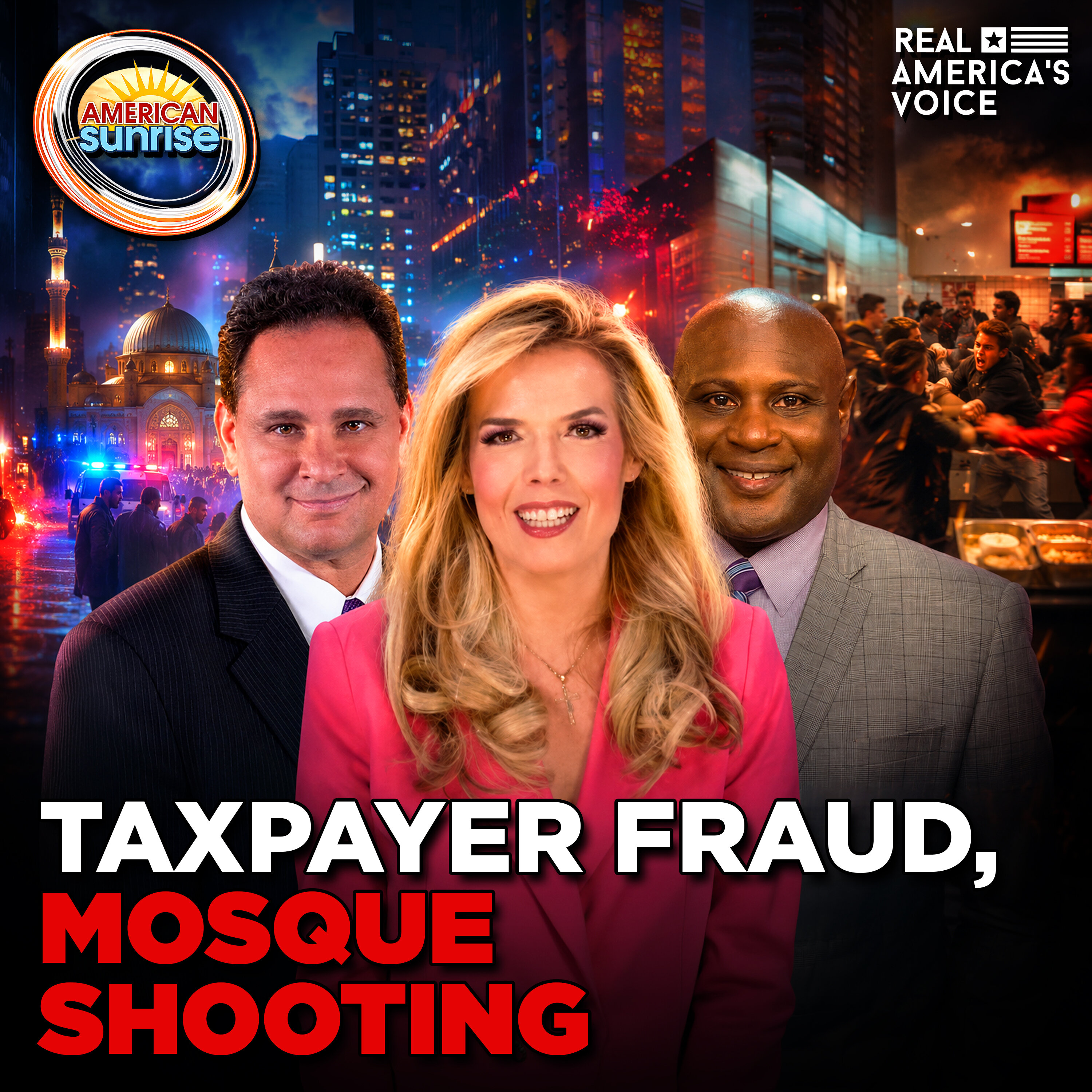TAXPAYER FRAUD EXPOSED, MOSQUE SHOOTING & CHIPOTLE CHAOS | THE AMERICAN SUNRISE — Real America’s Voice cover