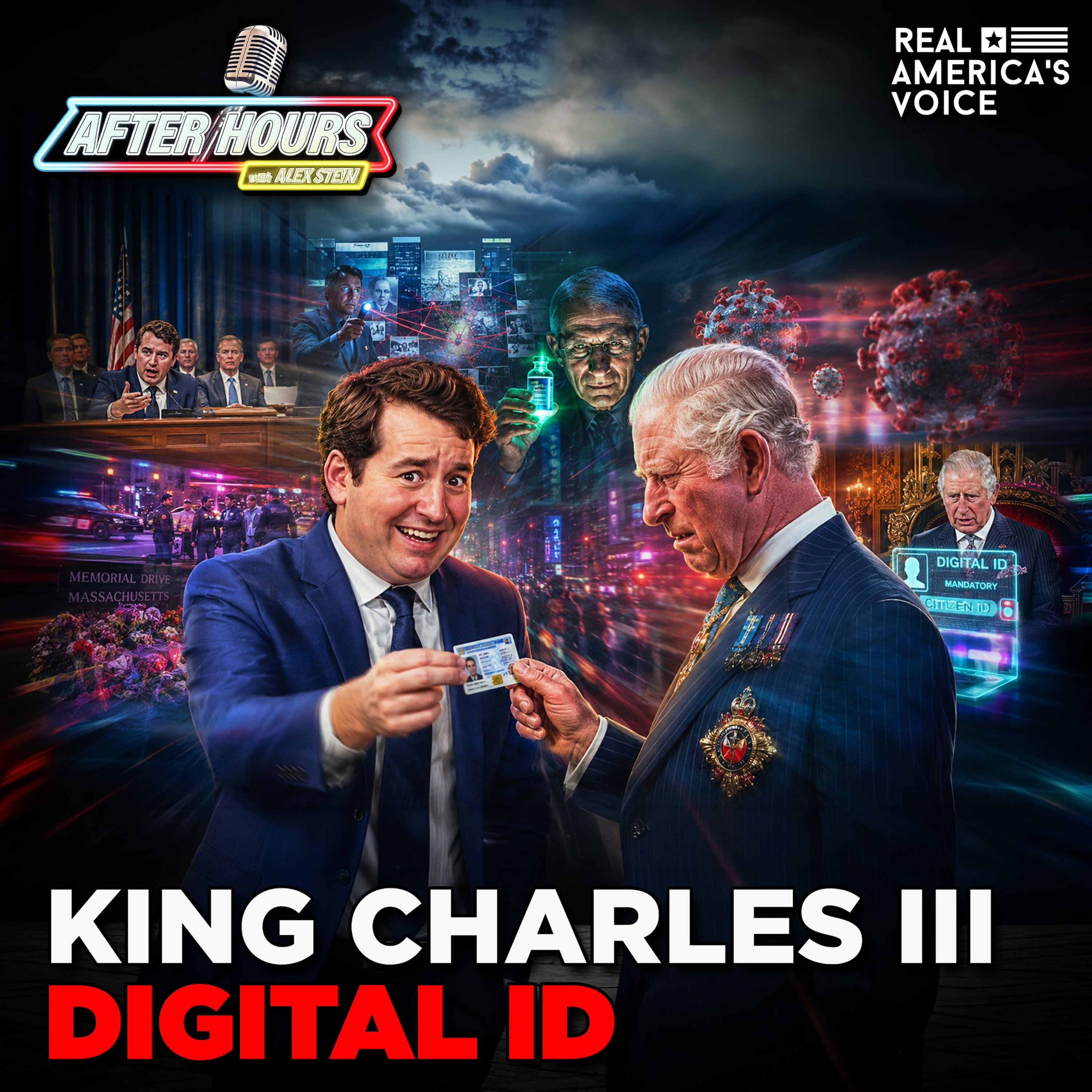 COVID BOMBSHELL, KING CHARLES DIGITAL ID, MEMORIAL DRIVE SHOOTING | AFTER HOURS W ALEX STEIN May 20th, 2026 — Real America’s Voice cover