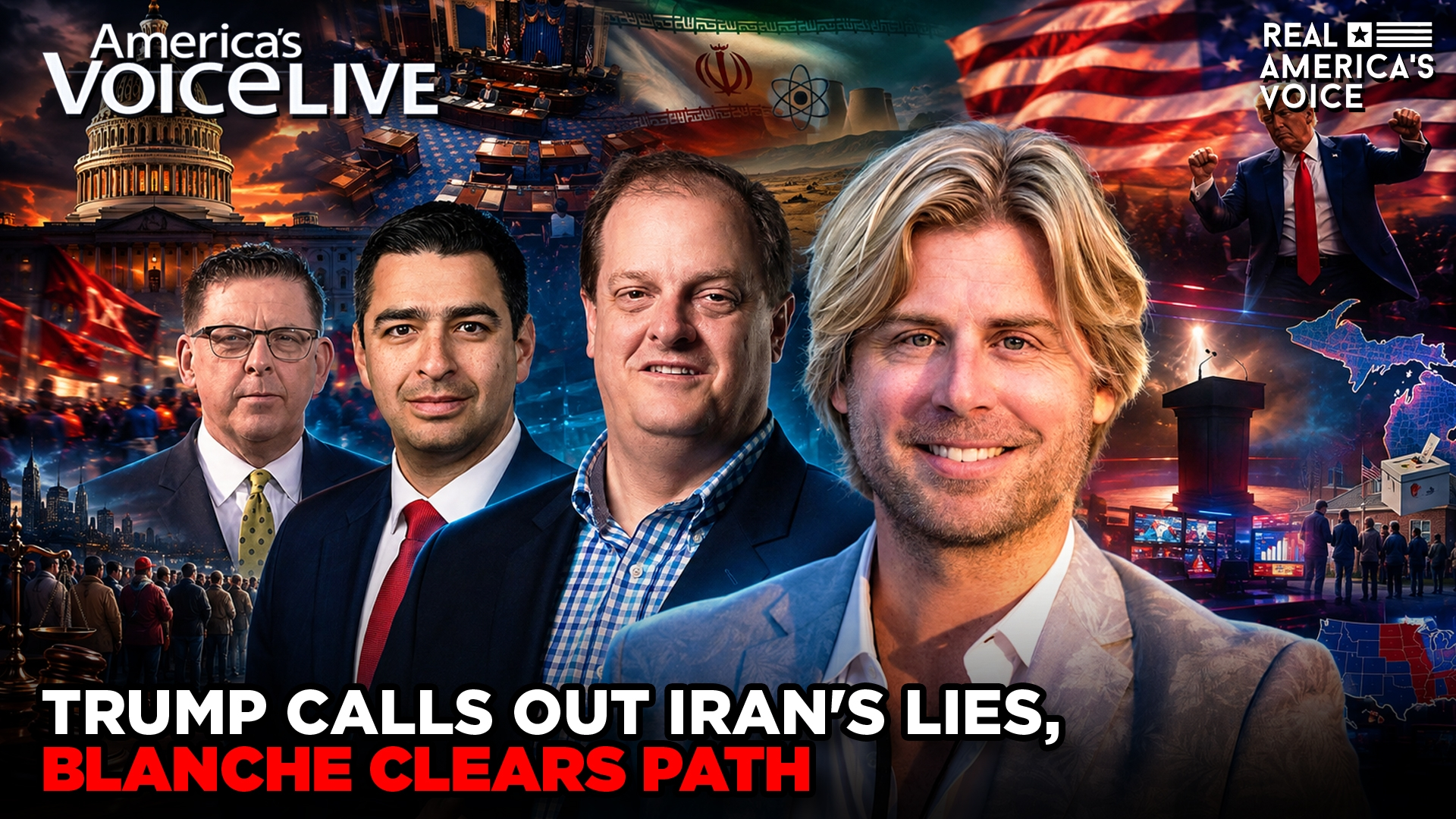 TRUMP EXPOSES IRAN'S DUPLICITY ON PEACE TALKS, MICHIGAN PRIMARY DAY SHOWDOWN | AMERICA'S VOICE LIVE