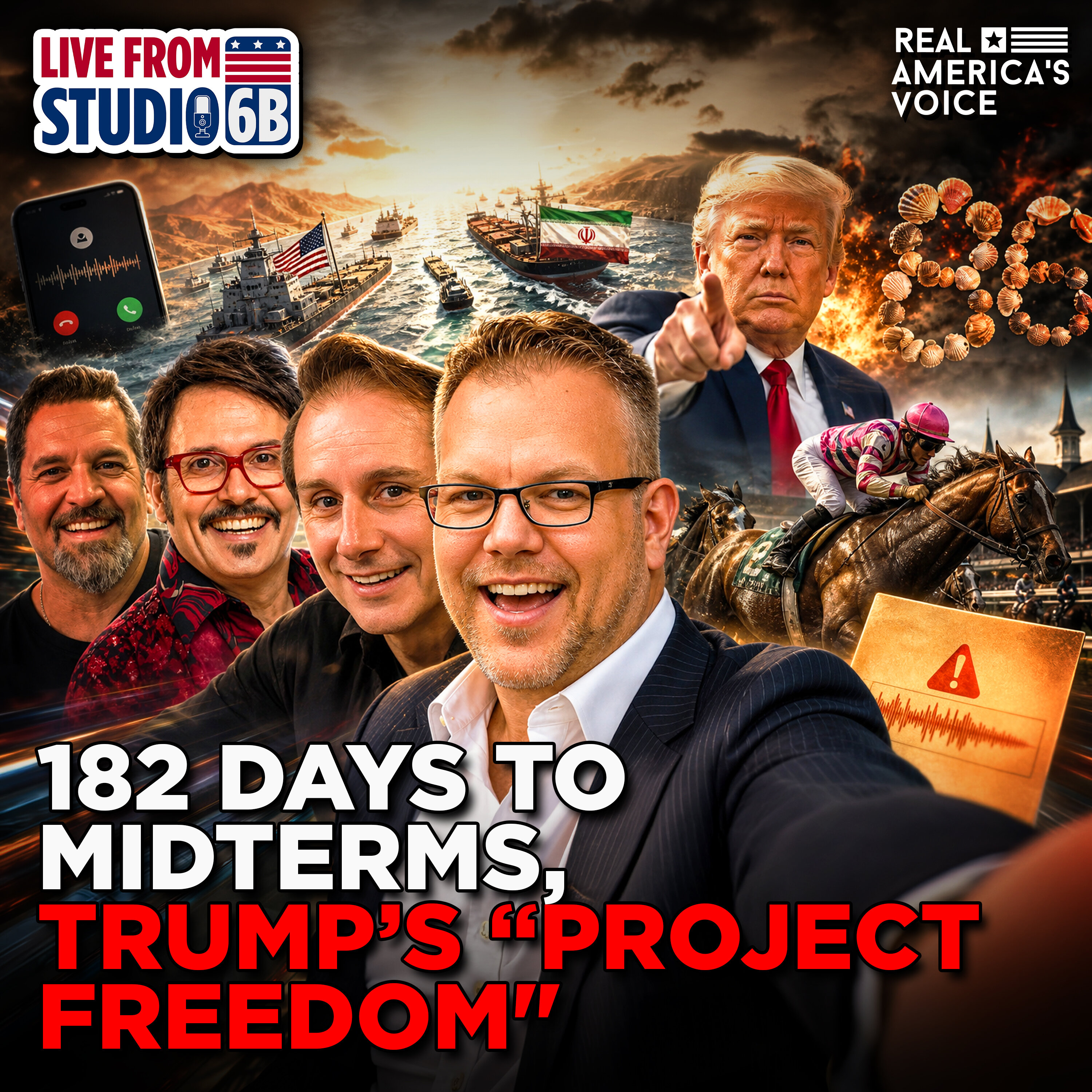 182 DAYS TO MIDTERMS, THUNE UNDER FIRE, “PROJECT FREEDOM” & SPORTS RECAP | LIVE FROM STUDIO 6B - Monday, May4 2026 — Real America’s Voice cover