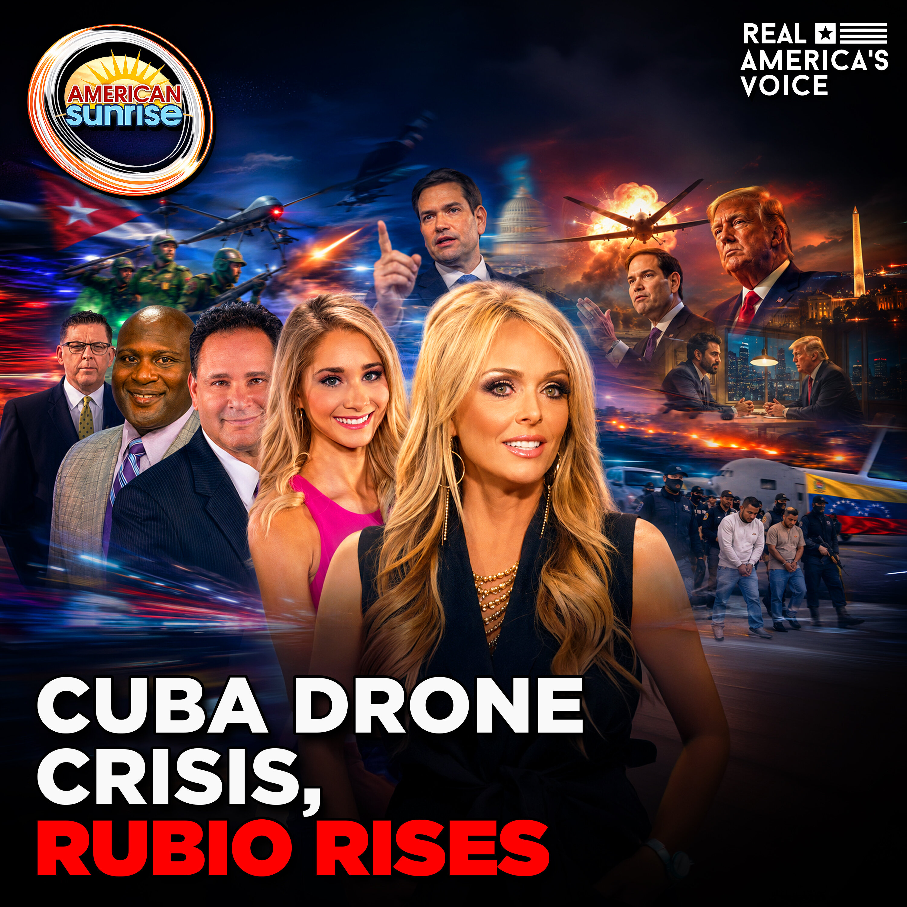 CUBA DRONES, RUBIO RISES, MAMDANI TAX RICH, VENEZUELA & US 250 | THE AMERICAN SUNRISE SHOW - MAY 18th, 2026 — Real America’s Voice cover