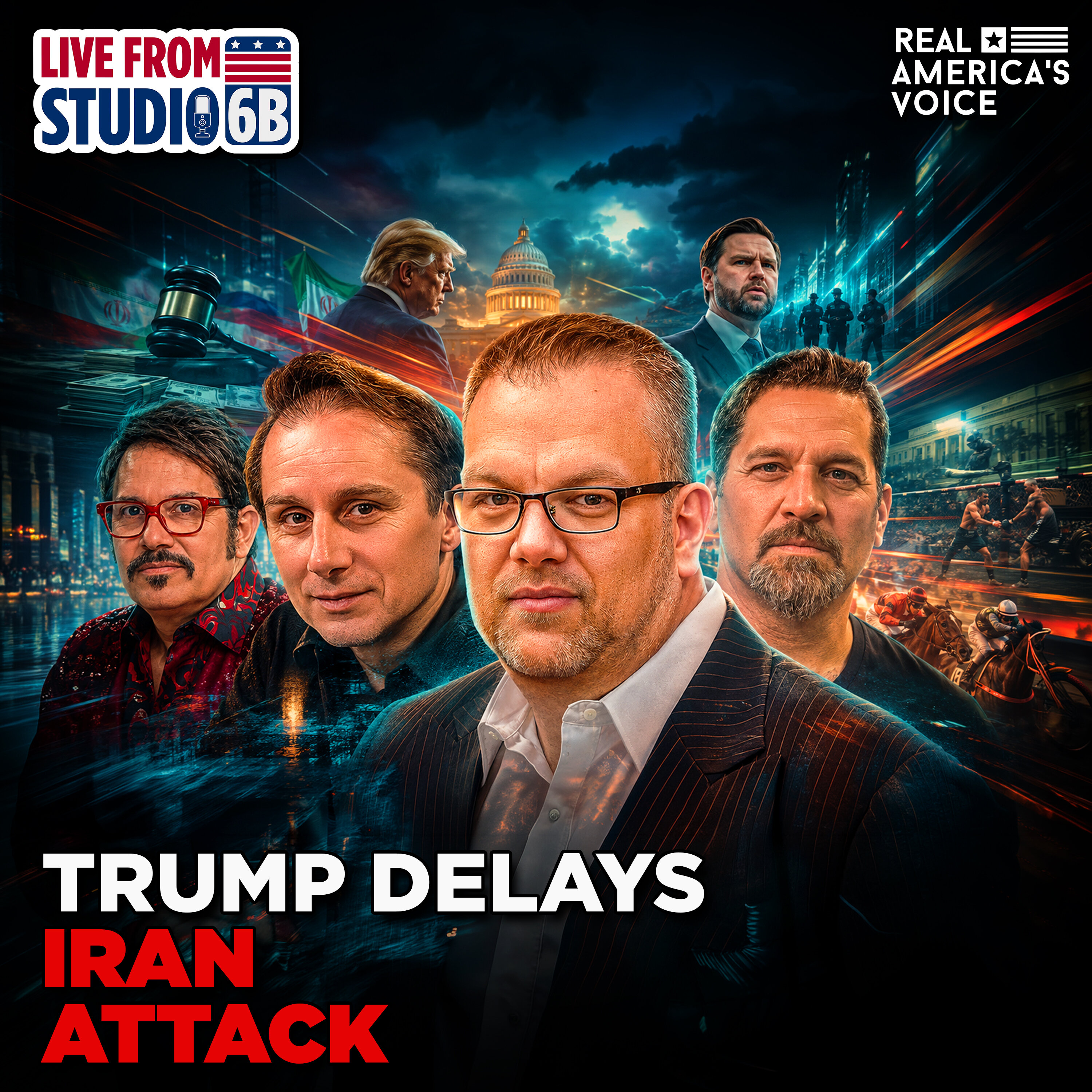 TRUMP DELAYS IRAN ATTACK, $1.7 BILLION FUND FOR ALLIES PROSECUTED UNDER BIDEN | LIVE FROM STUDIO 6B - MONDAY, MAY 18 2026 — Real America’s Voice cover