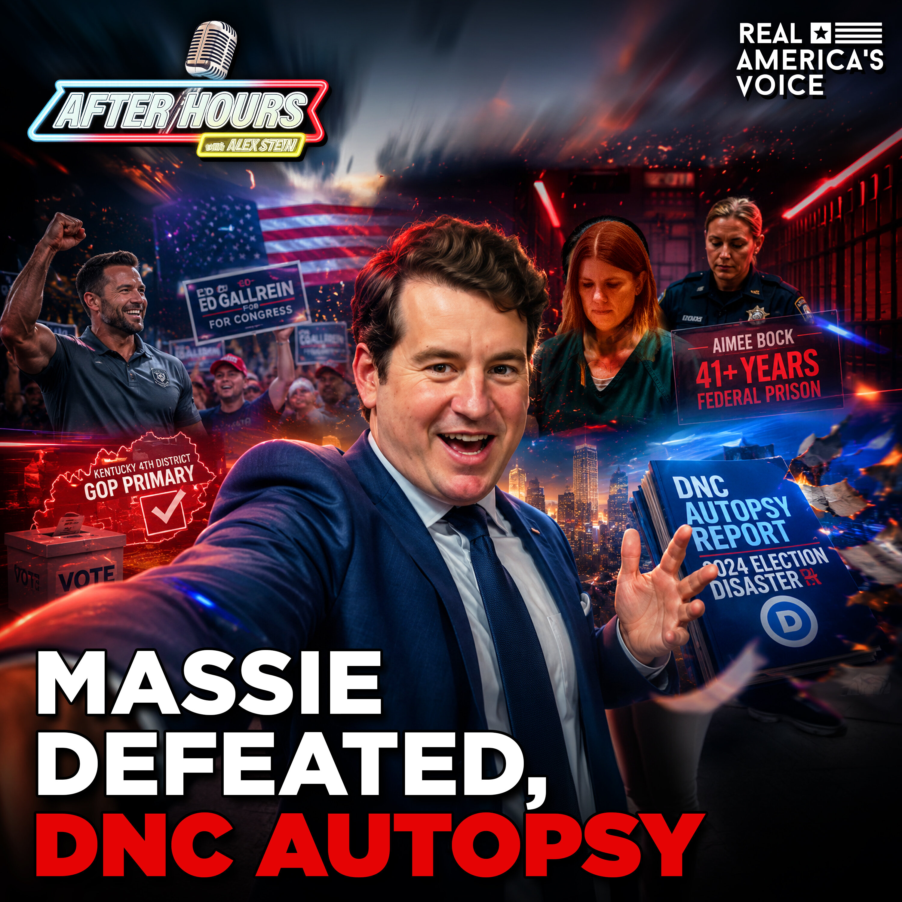 MASSIE CRUSHED BY TRUMP-BACKED GALLREIN, 41 YEAR FRAUD SENTENCE | AFTER HOURS W/ ALEX STEIN — Real America’s Voice cover