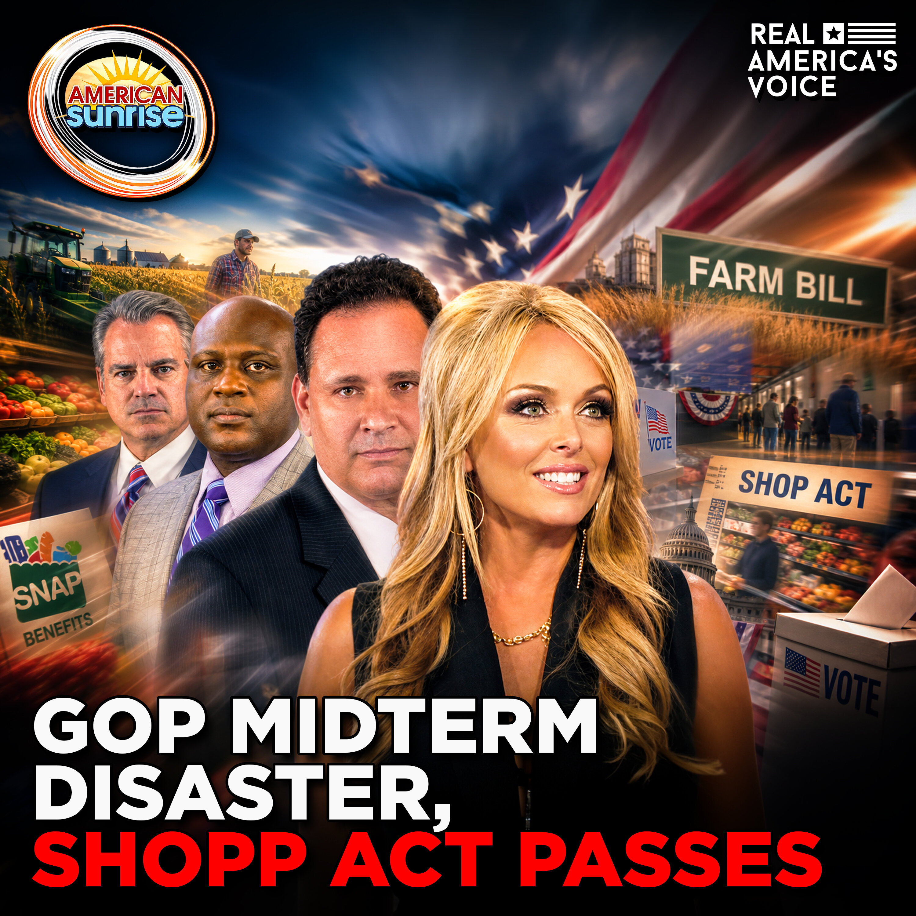 GOP DYSFUNCTION IS A MIDTERM LIABILITY, SHOPP ACT PASSED IN FARM BILL | THE AMERICAN SUNRISE SHOW — Real America’s Voice cover