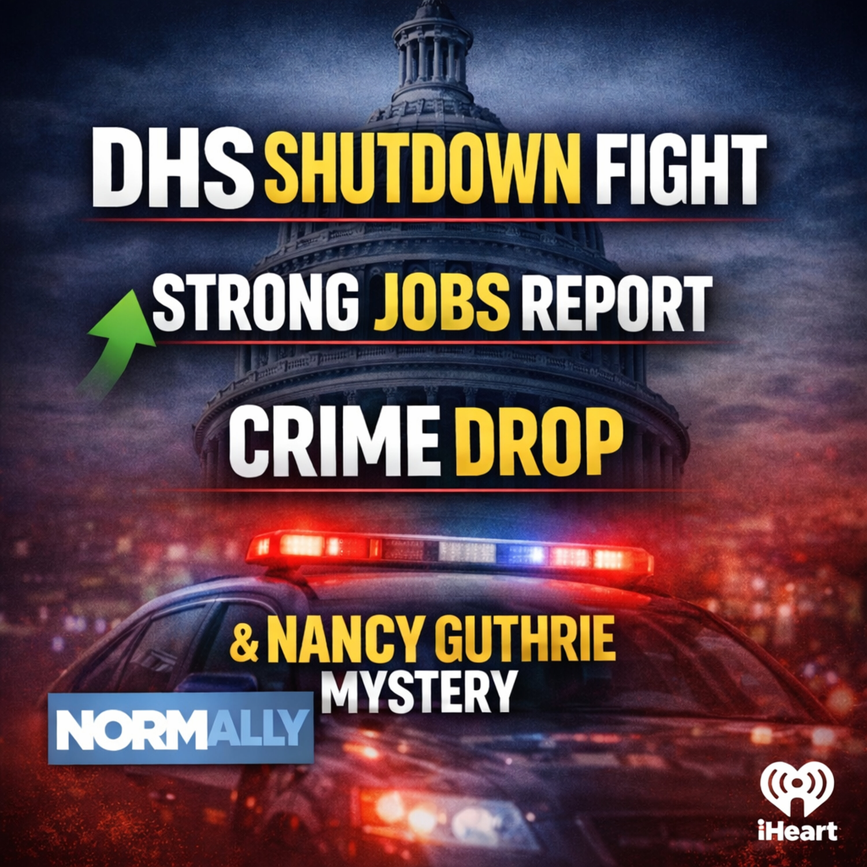 Normally Podcast: DHS Shutdown Fight, Strong Jobs Report, Crime Drop & Nancy Guthrie Mystery Normally Podcast: DHS Shutdown Fight, Strong Jobs Report, Crime Drop & Nancy Guthrie Mystery