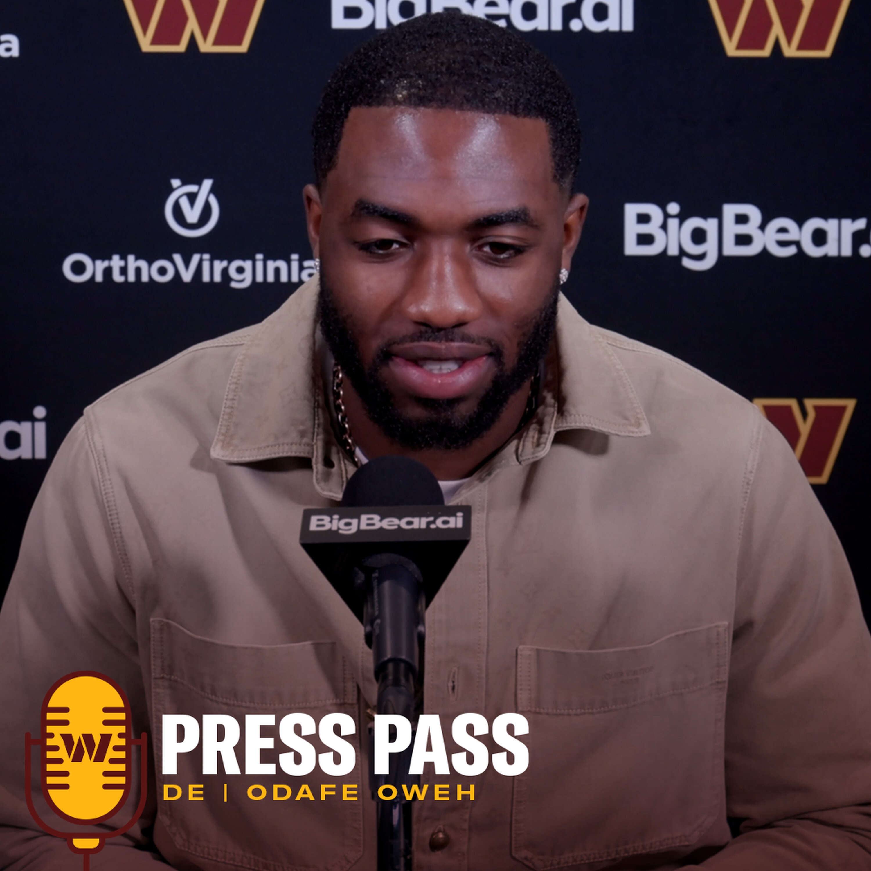 DE Odafe Oweh | March 14, 2026 | Press Pass | Washington Commanders | NFL episode artwork