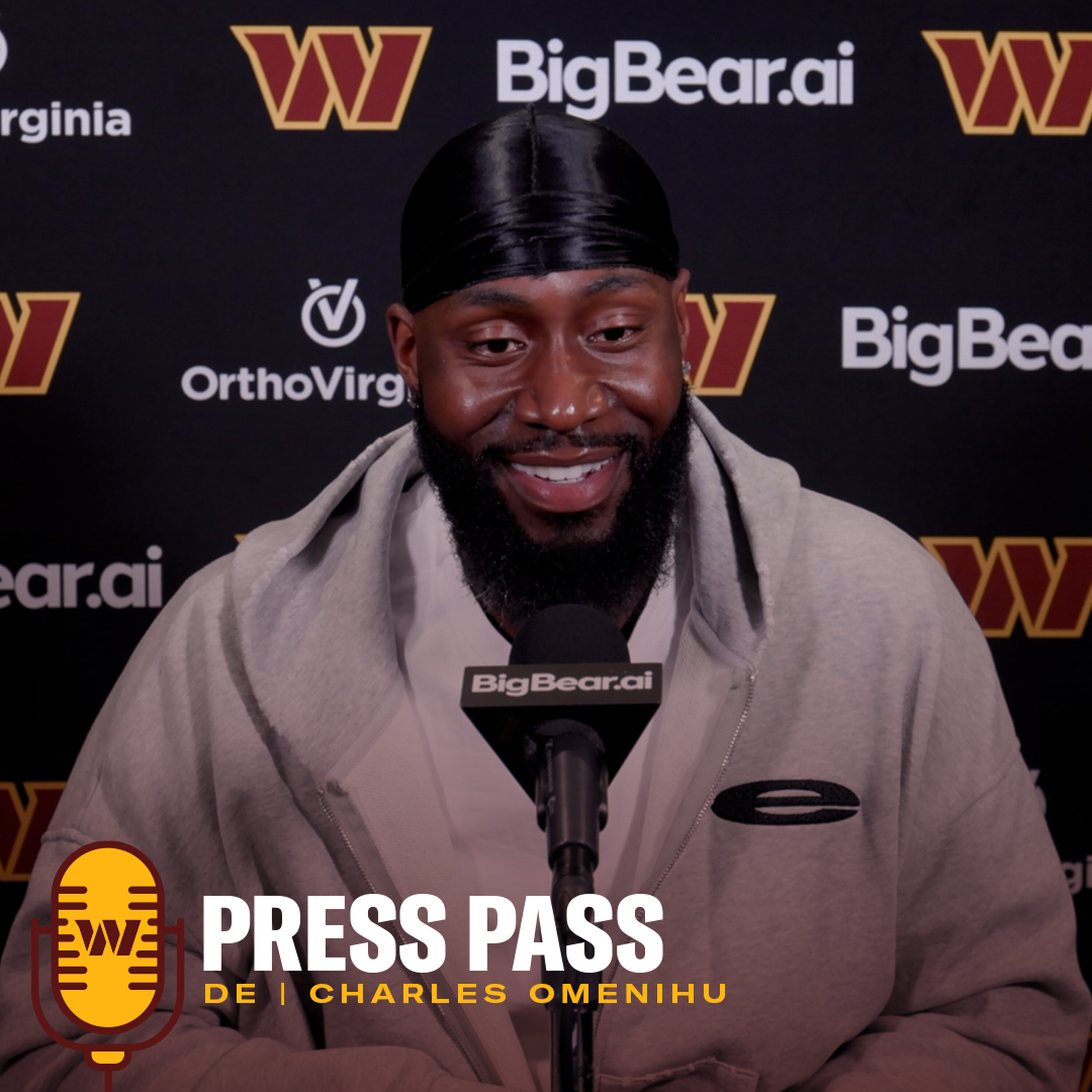 DE Charles Omenihu | March 13, 2026 | Press Pass | Washington Commanders | NFL episode artwork
