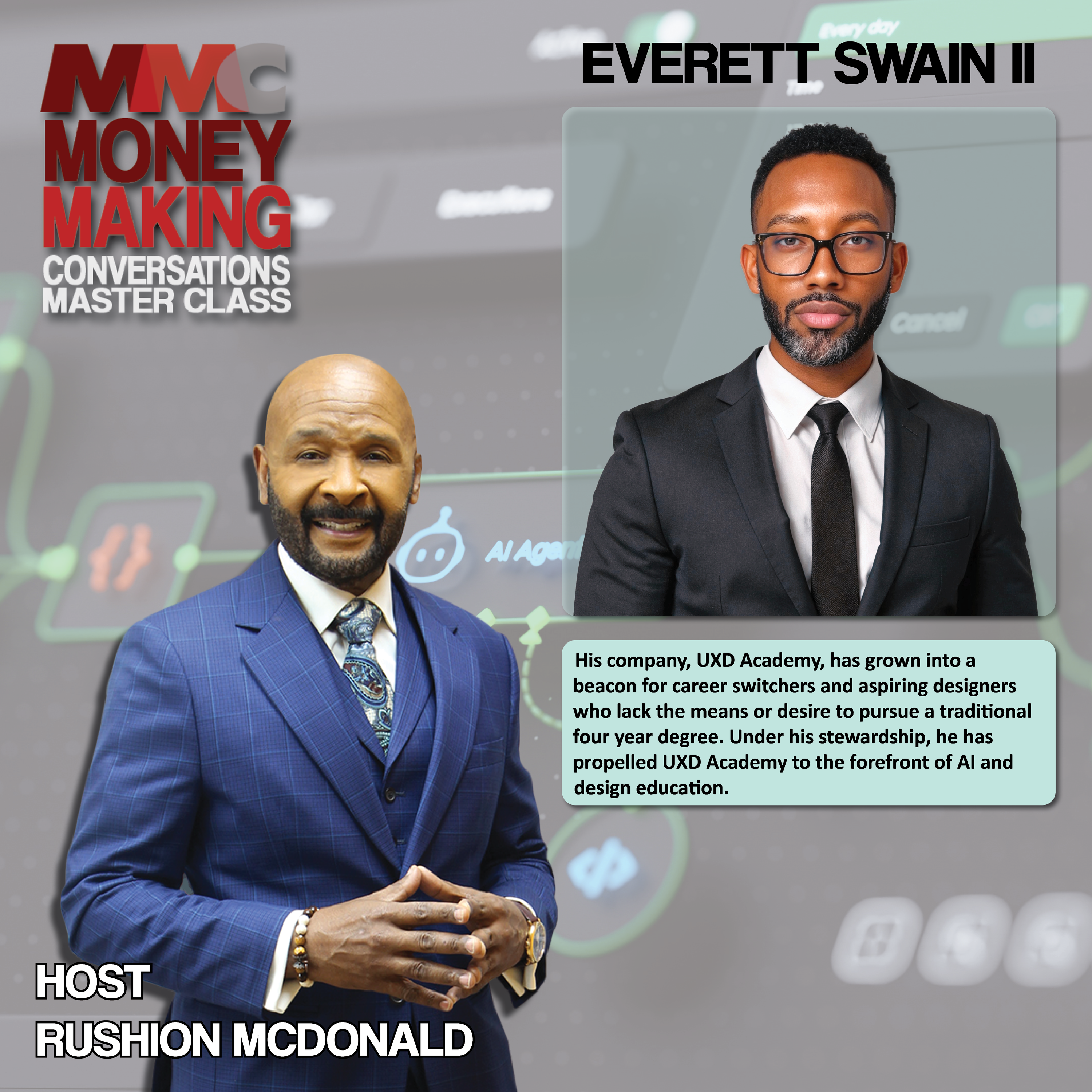 Career Change:  He empowers underserved communities—to leverage AI and design skills for financial upgrades.