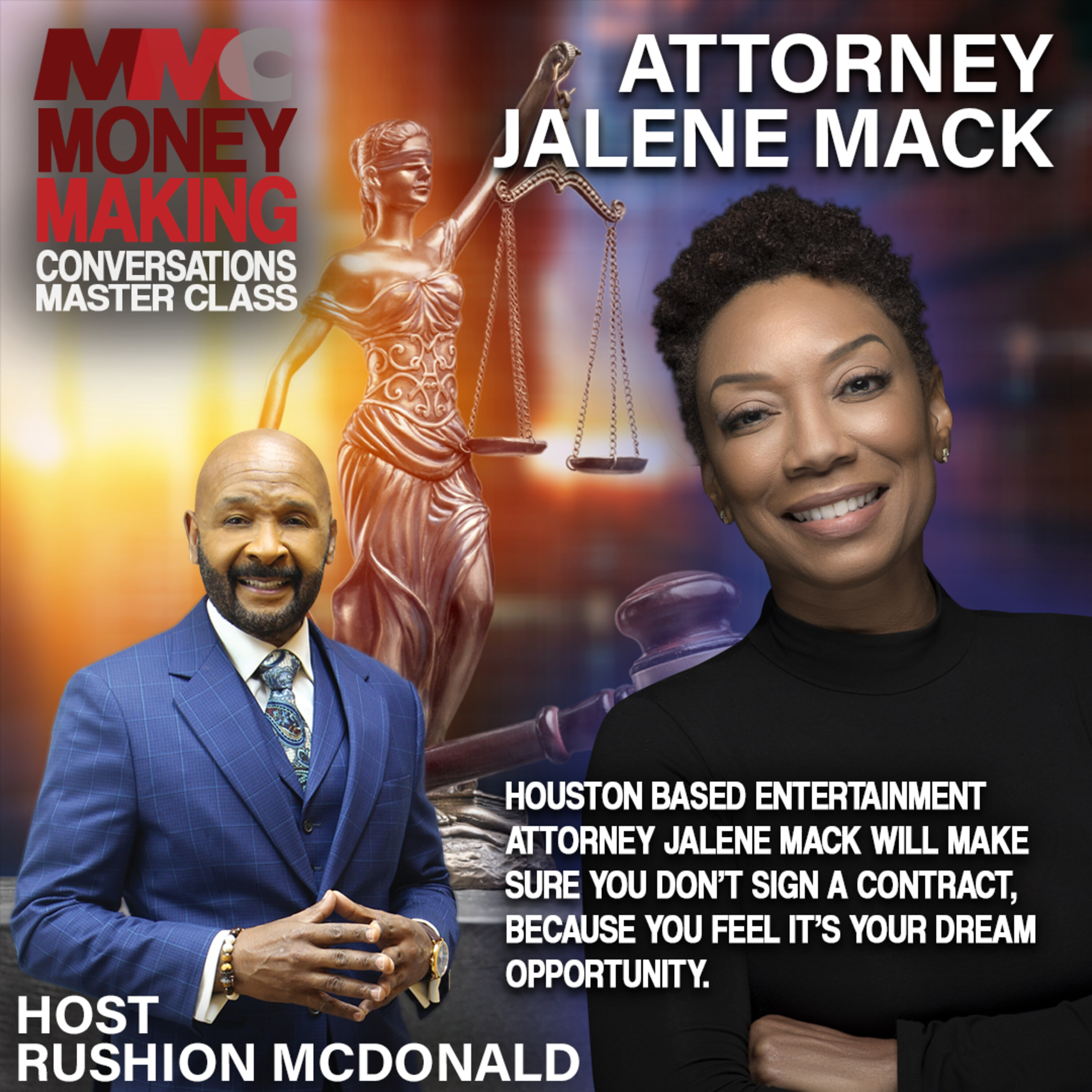 Jalene Mack is an entertainment attorney, from her base in Houston, she has expanded her reach into the film centers of Las Vegas, NV, Miami, FL, Atlanta, GA, Los Angeles, CA, New York, NY, Chicago, IL, Baltimore, MD, New Orleans, LA and Dubai.