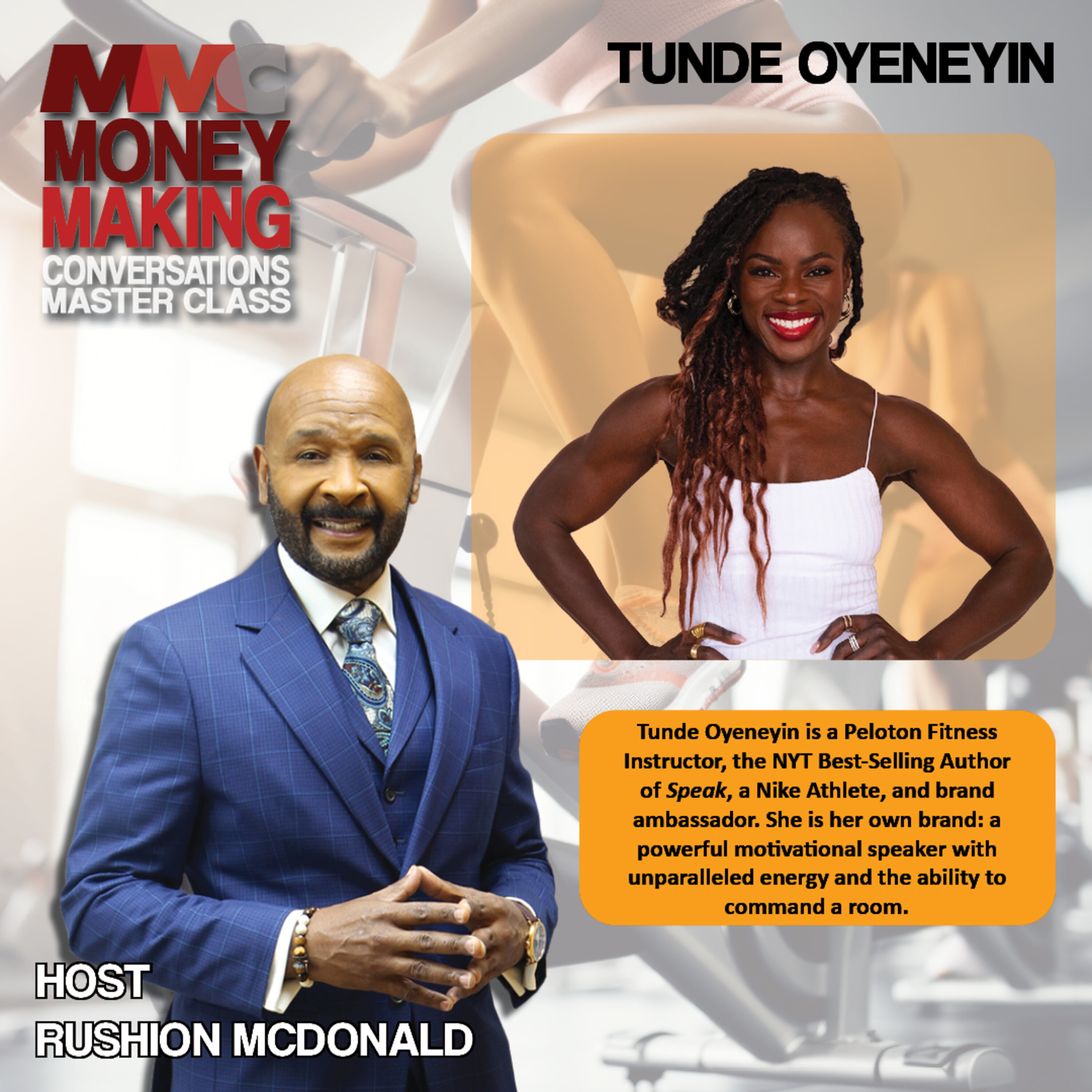 Tunde Oyeneyin’s a Peloton Instructor, NY Times Bestselling Author, Nike Athlete, and motivational speaker.