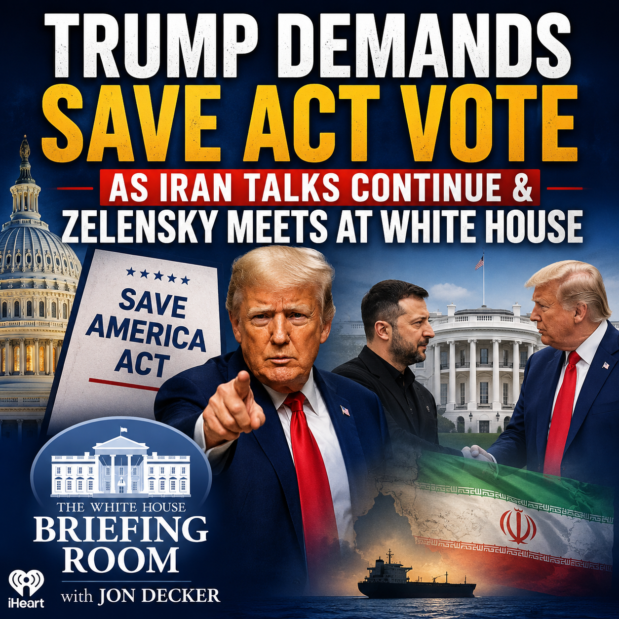 Trump Pushes SAVE Act, Iran Diplomacy Advances & Zelensky Returns to the White House episode artwork