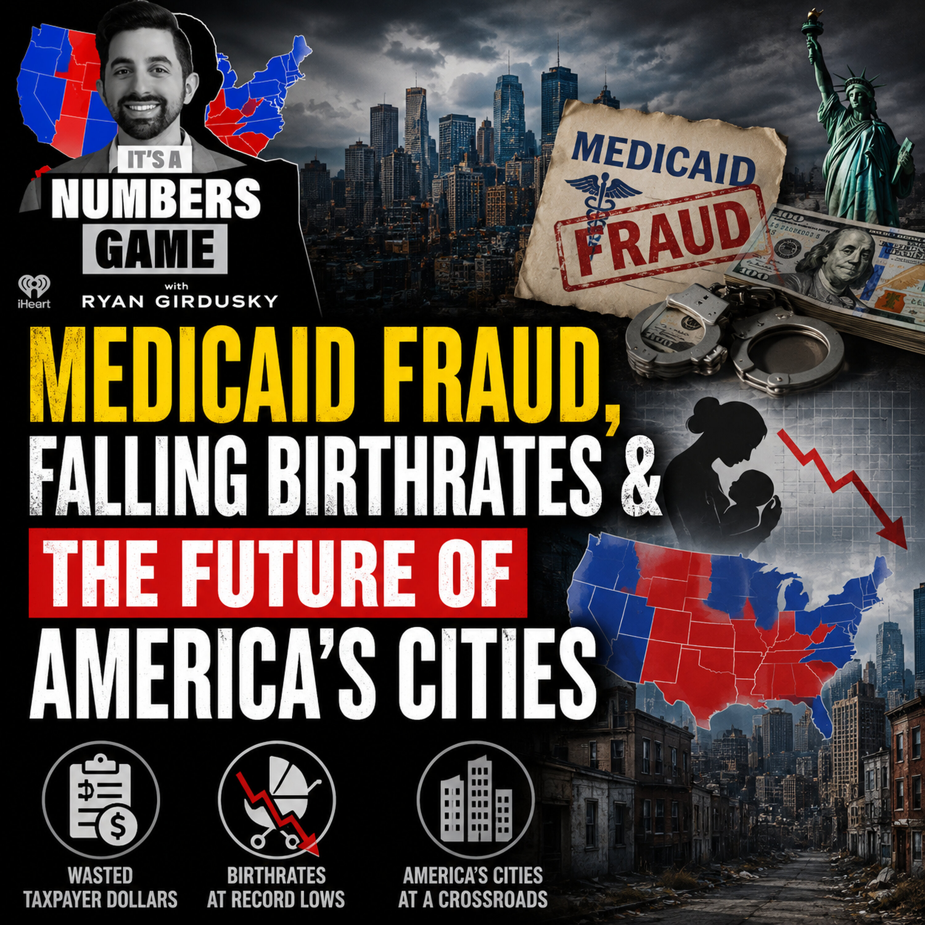 It's a Numbers Game: Medicaid Fraud, Falling Birthrates & the Future of America’s Cities — The Clay Travis and Buck Sexton Show cover