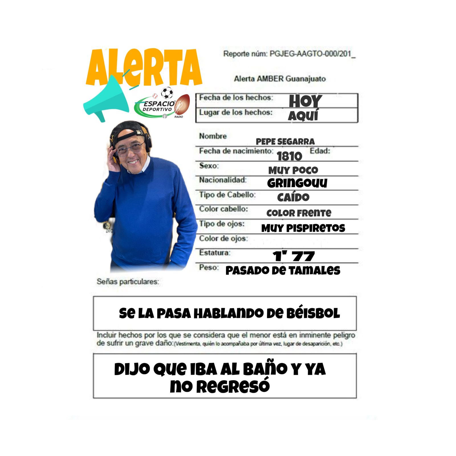 Solicitamos de su ayuda en Espacio Deportivo de la Tarde 07 de octubre 2025