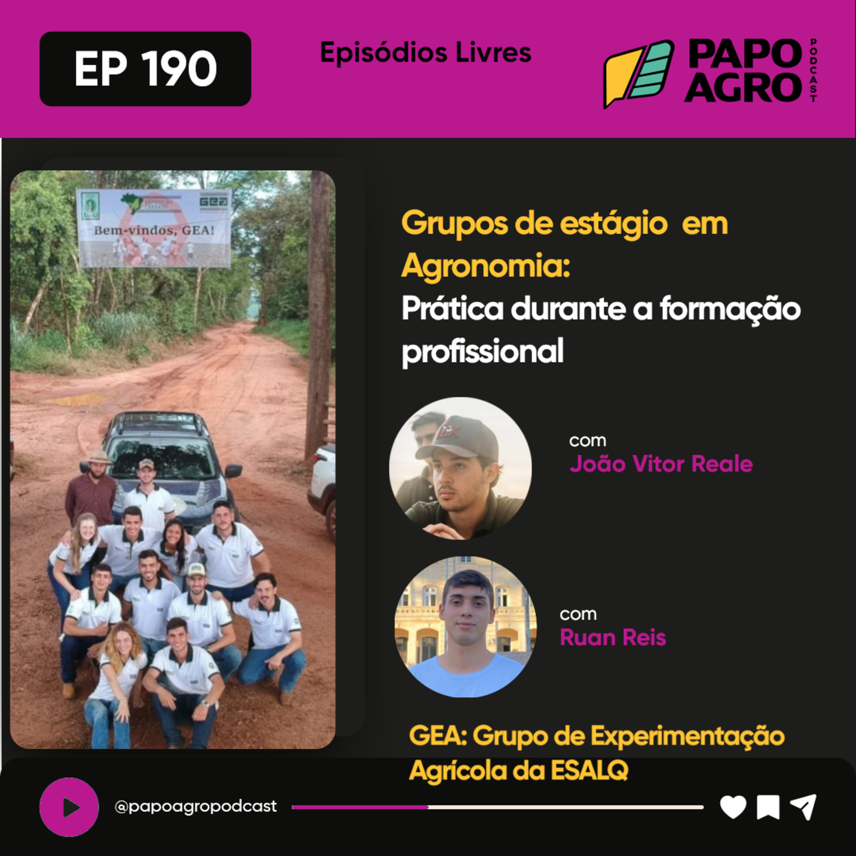 PA190 - Grupos de Estágios em Agronomia: Prática durante a formação profissional.