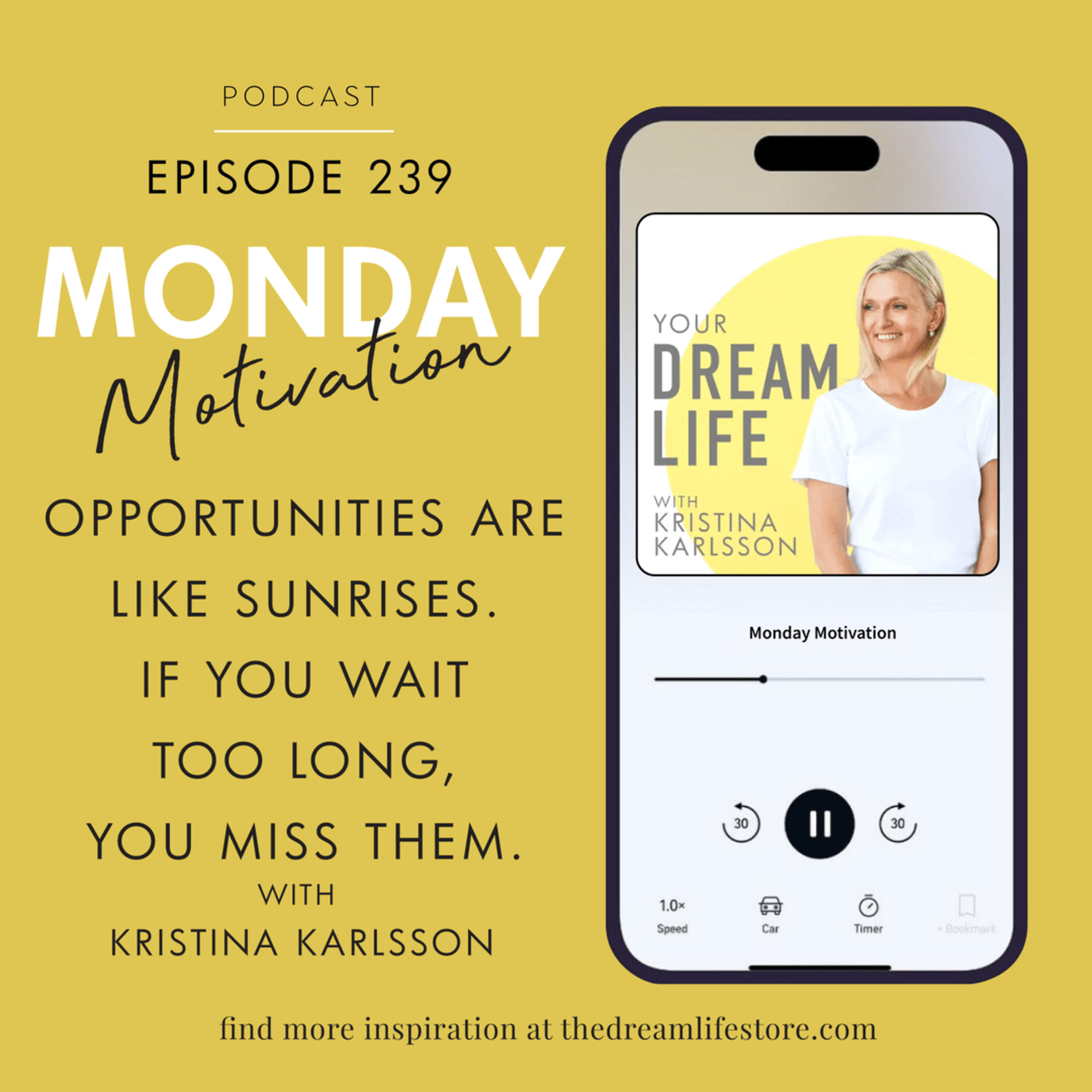 #239 - Monday Motivation: 'Opportunities are like sunrises. If you wait too long, you miss them"