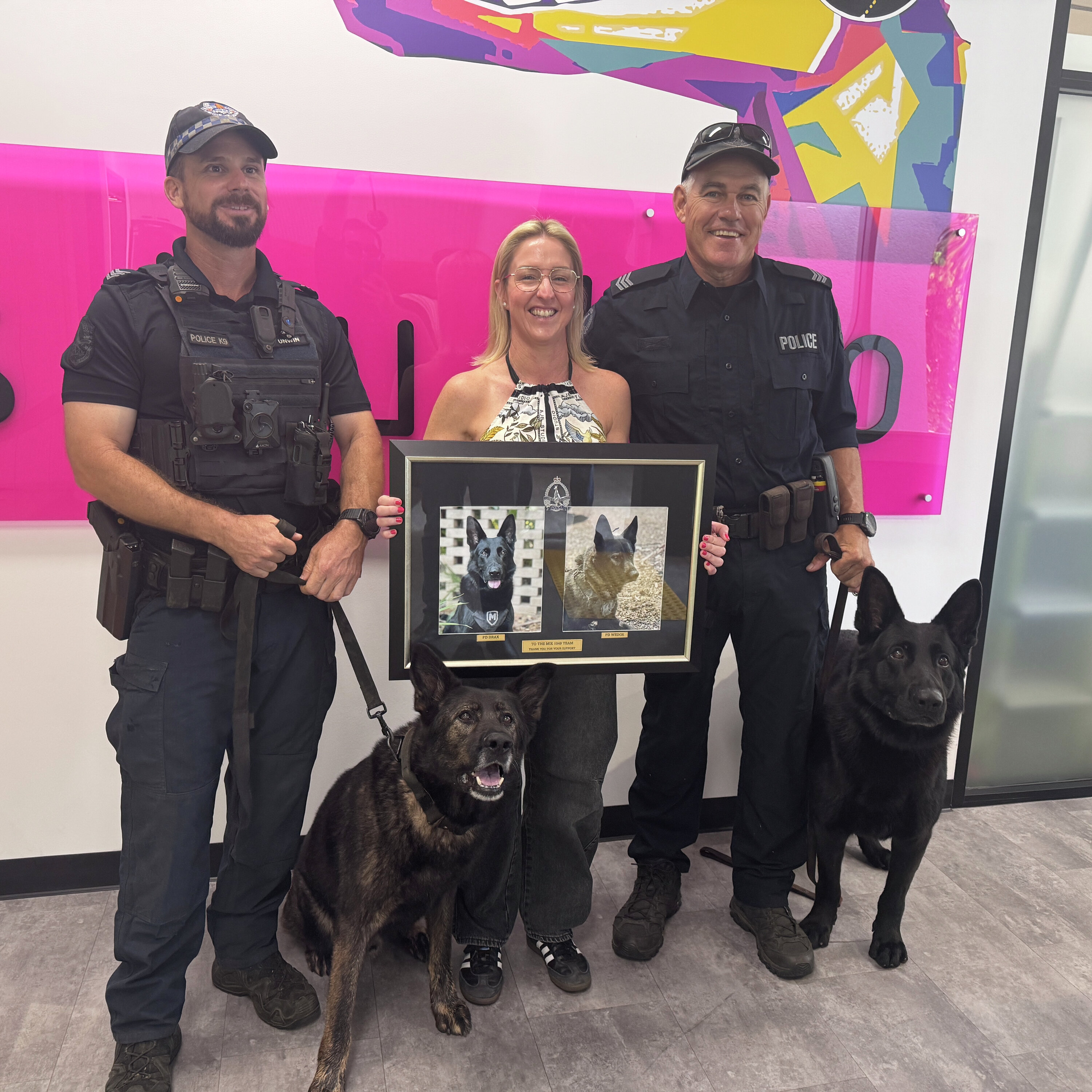 Drax and Wedge catch up with Katie on their last official day in the NT Police Force